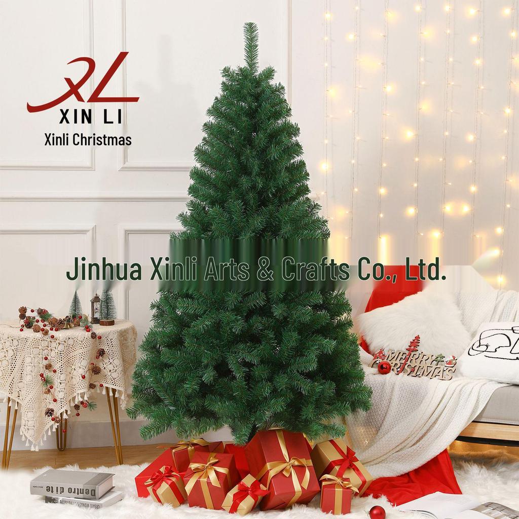 1.8m/2.1m Encrypted PVC Christmas Tree with Ornaments - Green Holiday Decoration Item
