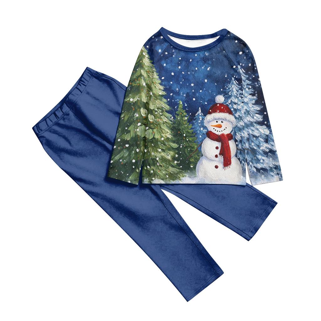 Family Matching Print Sets Pajamas Loungewear Outfits Family Matching Long Sleeve Tops+Pants Set