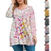 Women's Plus Size Top, Garden Collar Long Sleeved Shirt, Fashionable Floral Print Casual Top