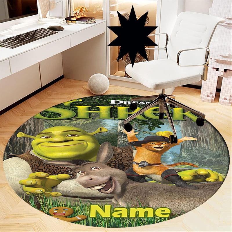 Benutzerdefinierter Name Shrek Aufdruck Runder Teppich Teppich Stuhlteppich Bereichsteppich Eingang Fußmatten, für Bürostuhl Wohnzimmer Schlafzimmer Küche.
