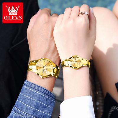 Montre de luxe légère pour couple, étanche, lumineuse, pour étudiant, en acier inoxydable, double calendrier, à quartz