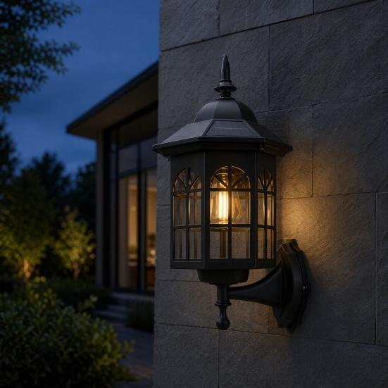 Solar Vintage Wall Light Motion Sensor Outdoor Sconce with Glass Shade Waterproof Garden