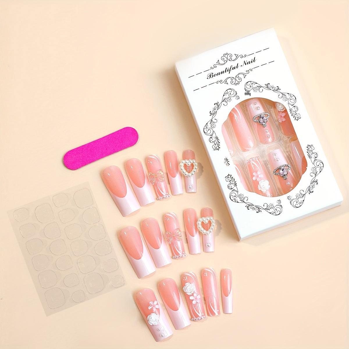 

Extra-Long French Pipe Rhinestone Butterfly Nail Art Pieces