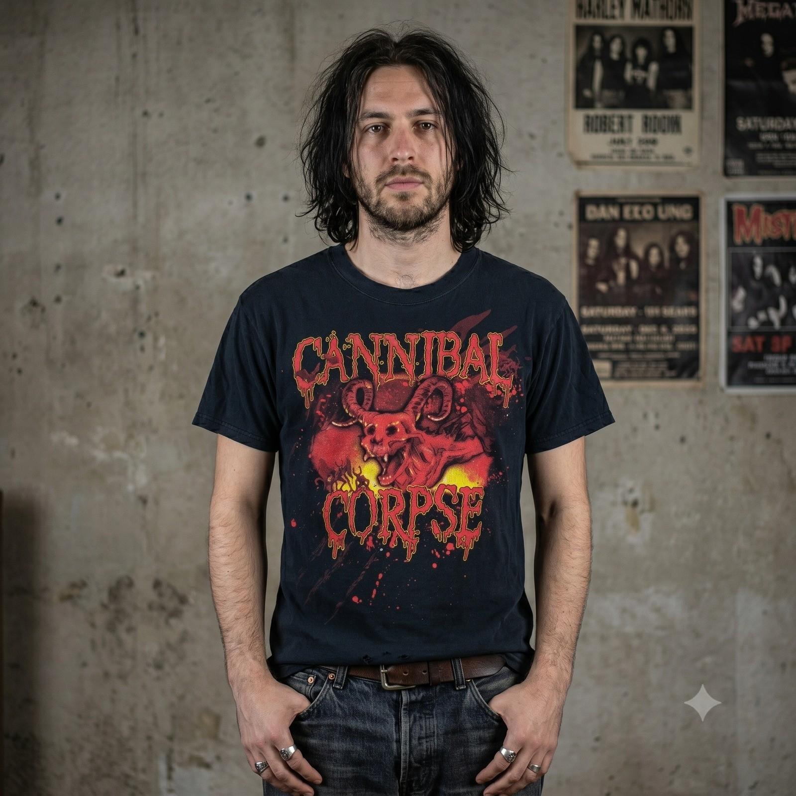 Cannibal Corpse T-Shirt Size Medium Black Graphic Demon Skull Tee Metal Goth Unisex T-Shirt XXL