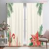 2pcs,2D Plane Printing Print Curtains Christmas Candle Poinsettia Penguin Pine (2) Versatile Polyester (without Rod) Outdoor