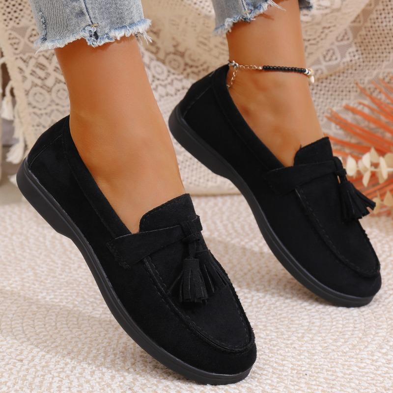 Fall New Style Loafers - Soft Suede Material Retro Style British Style Fashionable Anti-slip Casual Women's Flat Shoes Plus-size
