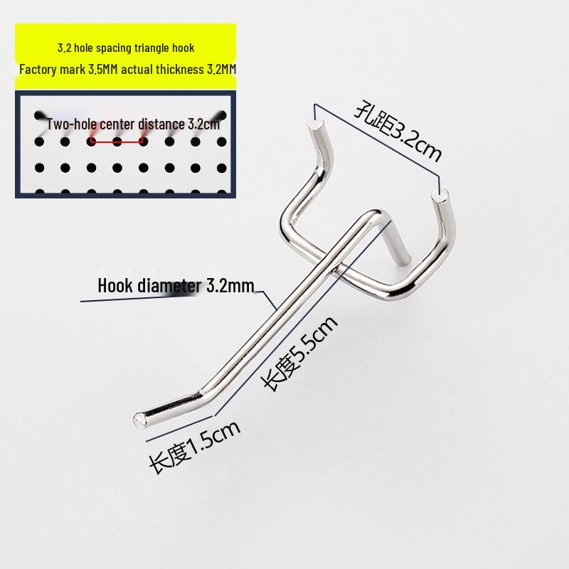 Lochwand und Schmuck Doppelzinkenhaken, Dreifuß, Supermarktregal und gerade Haken