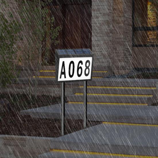 Solar House Numbers Light LED Illuminated Waterproof Address Sign Easy Installation Solar-Powered Lighting Doorplate for Front Door