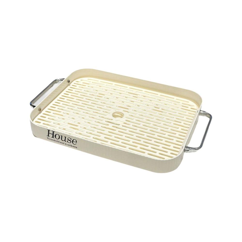 

Прямоугольный поднос для чая со сливом, пластиковый держатель для столовых приборов, многофункциональный поднос для фруктов и десертов, кухня бежевый