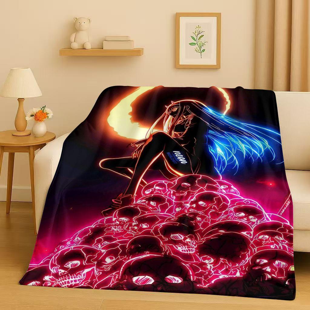 Manta de Franela Sexy 3D de Chica Zero Two DARLING in The FRANXX, Manta de Felpa Suave y Cálida para Hogar, Dormitorio, Cama, Sofá, Oficina