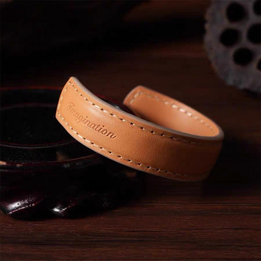 Leather Tooling Retro Vegetable Tanned Bracelet Leather Bracelet Open Half Bracelet Jewelry