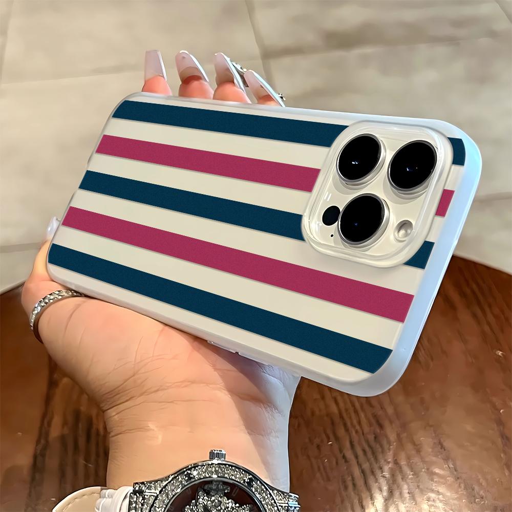 

Deep Blue And Rose Red Stripes Soft Phone Case For IPhone 17 16 15 14 13 12 11 Pro Max 7 8 Transparent Silicone Soft Cover Case iphone 11 Pro