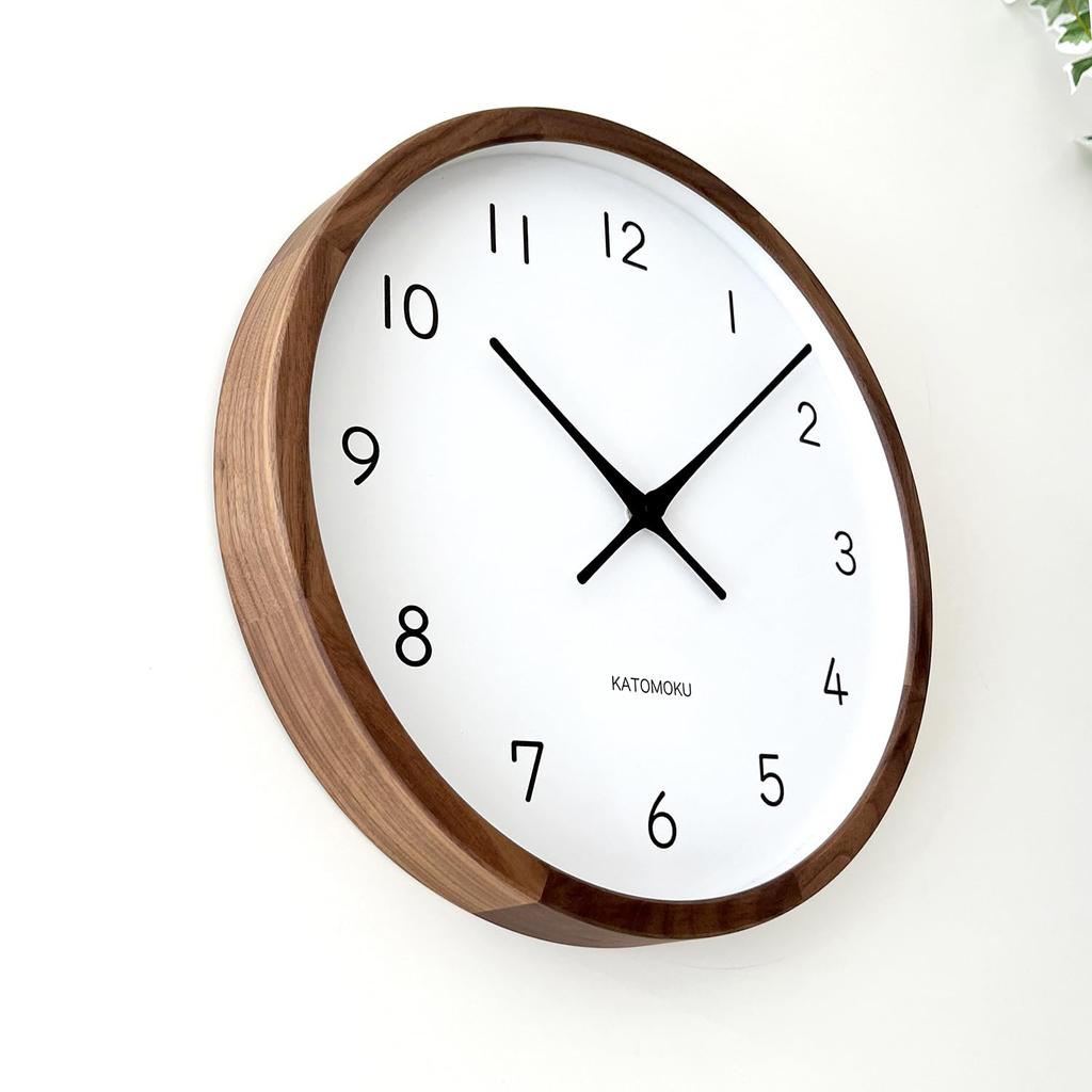 KATOMOKU muku Uhr 13 LL Walnuss km-139WA Wanduhr mit schleichender Sekunde, 38,2 cm Durchmesser (Quarzuhr)