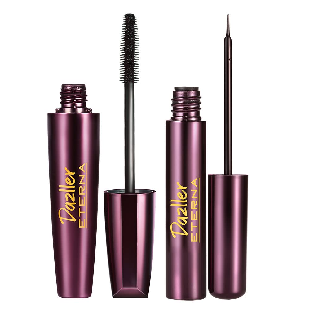 Dazller Eterna Black Eye Combo - Mascara, 15g + Eyeliner, 7.5g, Matte Finish, Water-Proof, Smudge-Proof, Long Stay, Infused with Herbal extracts, Ve