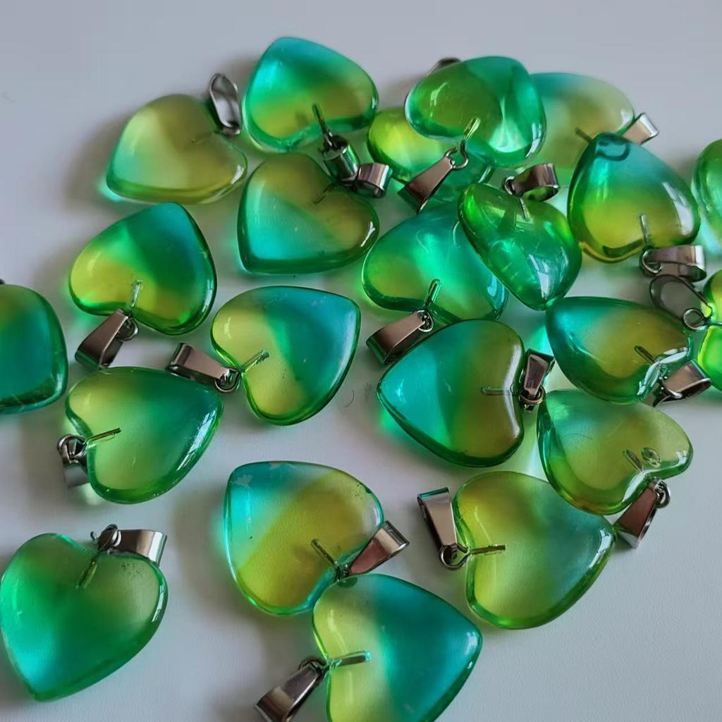 Heart-Shaped Natural Agate Pendant Necklace - 20mm Crystal Stone