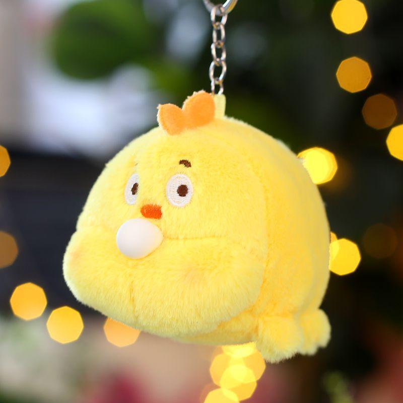 

Cute Cute Bubble Bubble Bear Puppy Pig Pendant Plush Toy Doll Chicken Bag Hanging Decoration Yellow bubble spitting yellow chicken
