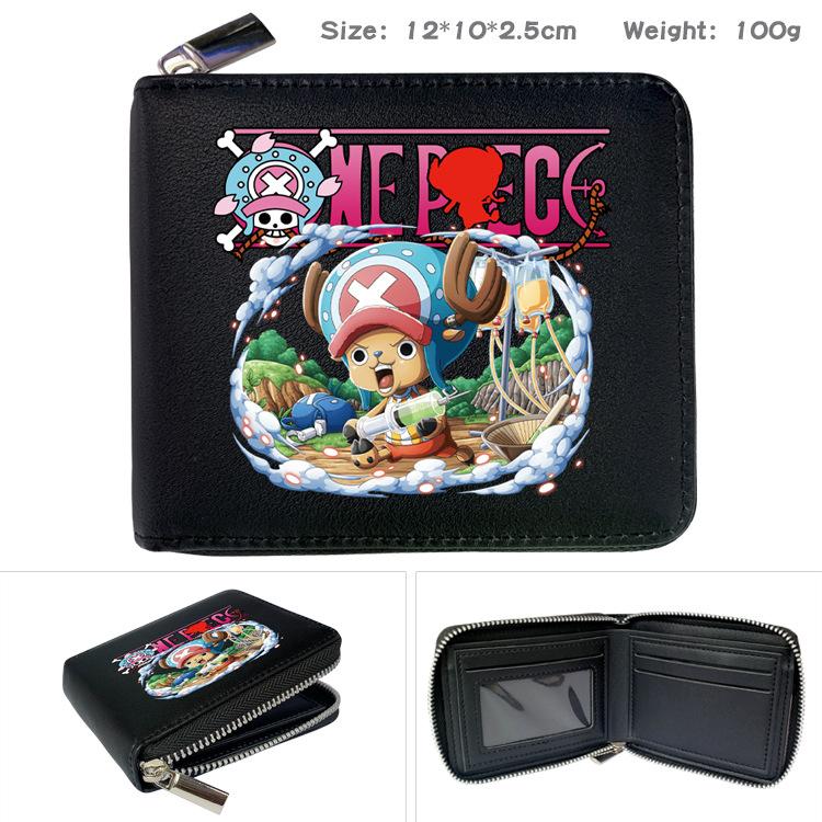 One Piece Anime Reißverschluss PU Geldbörse Luffy Aufdruck Kurzes Münzfach Kartenhalter