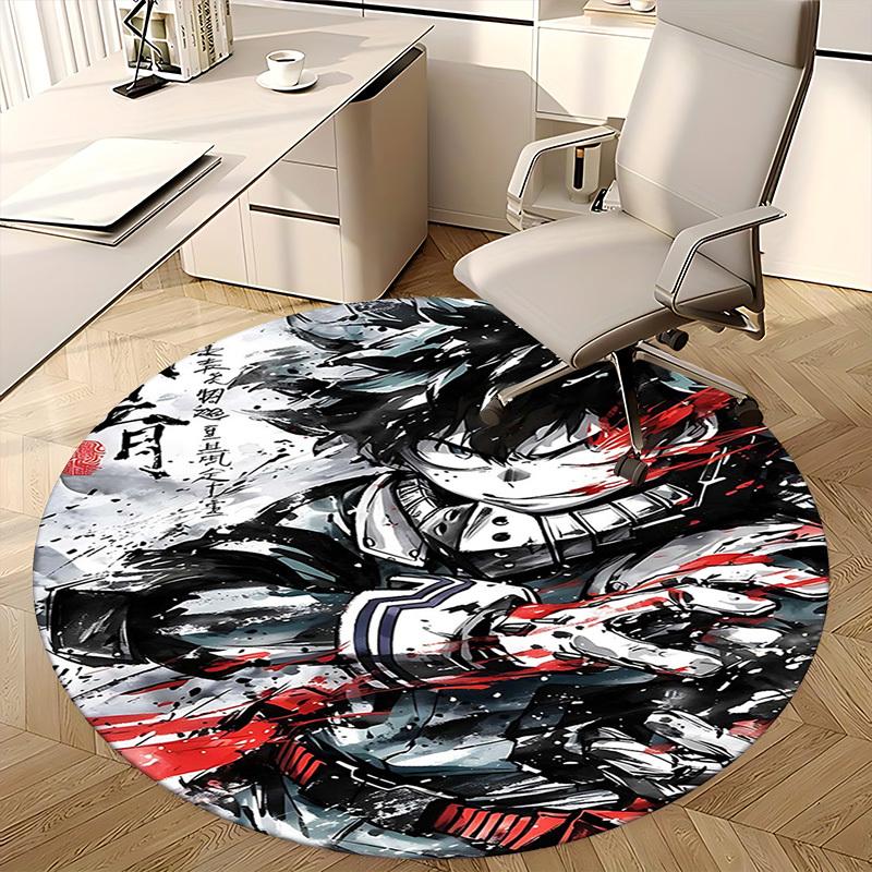 1pc Anime Cartoon Design Round Carpet Office Chair Mat, NonSlip Rug for Home Decor