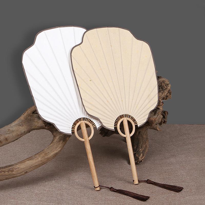 Elegant and Unique Traditional Plain Fan DIY Art Hand Drawn Circular Square High-end Rice Paper