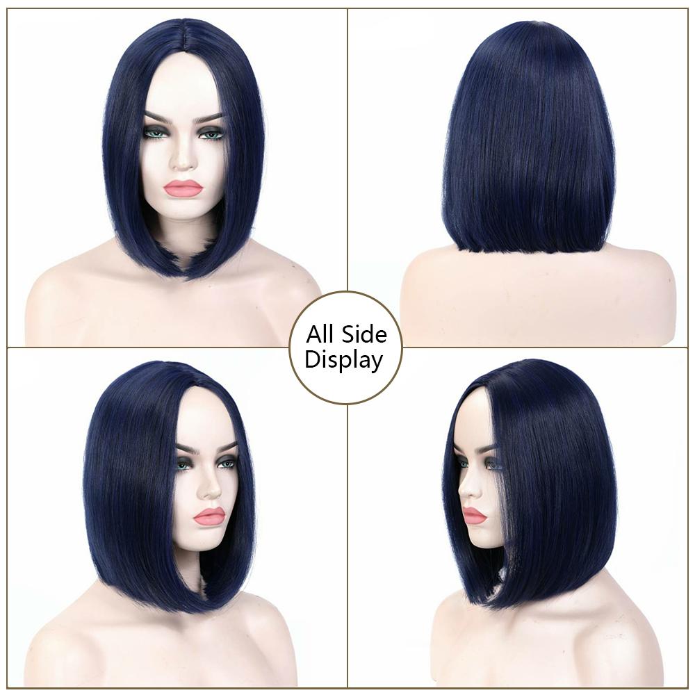 Synthetische kurze Ombre-Perücke von dunkler Wurzel bis Weinrot, gerade, 34 cm, Bob-Haarperücke für Frauen, natürlich aussehend, für den täglichen Gebrauch oder als Cosplay-Perücke