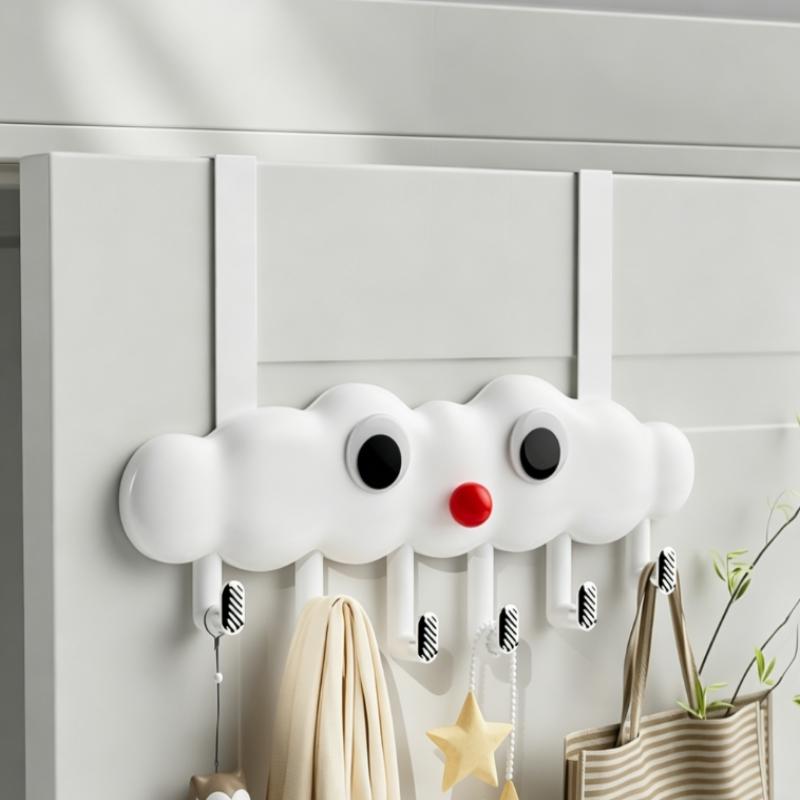 Cute Cloud-Shaped Over-the-Door Clothes Hanger Multipurpose Wall-Mounted Hook For Bathroom And Kitchen Non-Punching Door Back