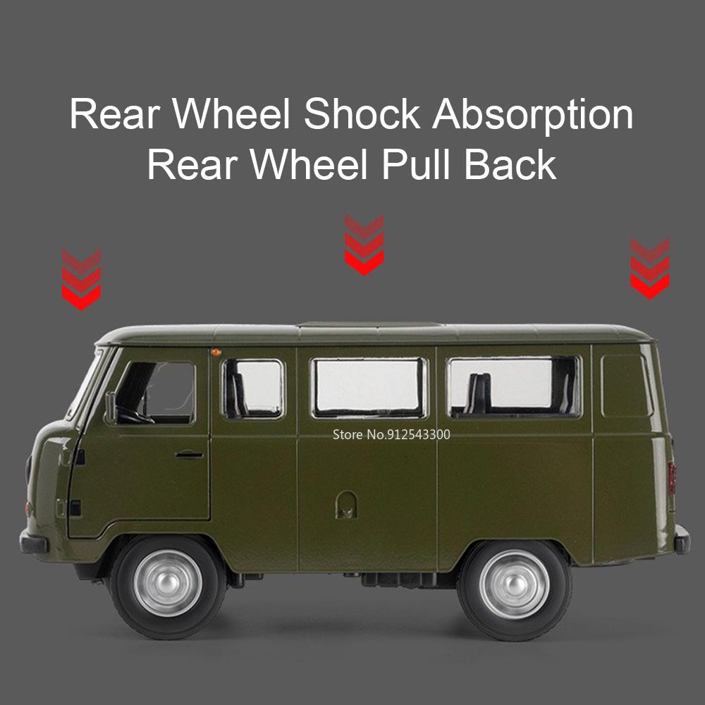 מידה גדולה 1:18 UAZ TRAVELER דגם רכב צעצוע מתכת Diecast משיכה לאחור קול אור דגמים קרוואן מודל סימולציה מתנות לבנים