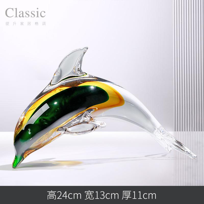 Skleněná ozdoba delfín Umělecká socha Ozdoba Dekorace pro domácnost a kancelář Řemesla Lehký luxusní obývací pokoj stolní Pokročilé umělecké dárky