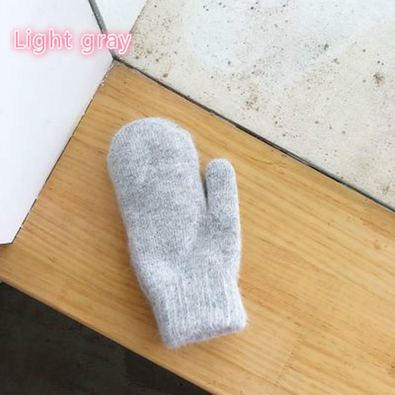 1 Pair Double-layer Rabbit Hair Gloves Female Winter Korean Version of Solid Color All Fingers Winter Women Gloves Girls Mittens