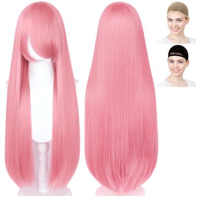 [CaseEden] Cosplay Wig, Full Wig, Heat Resistant, Long Hair, 80cm, Dark Pink, WIG6148