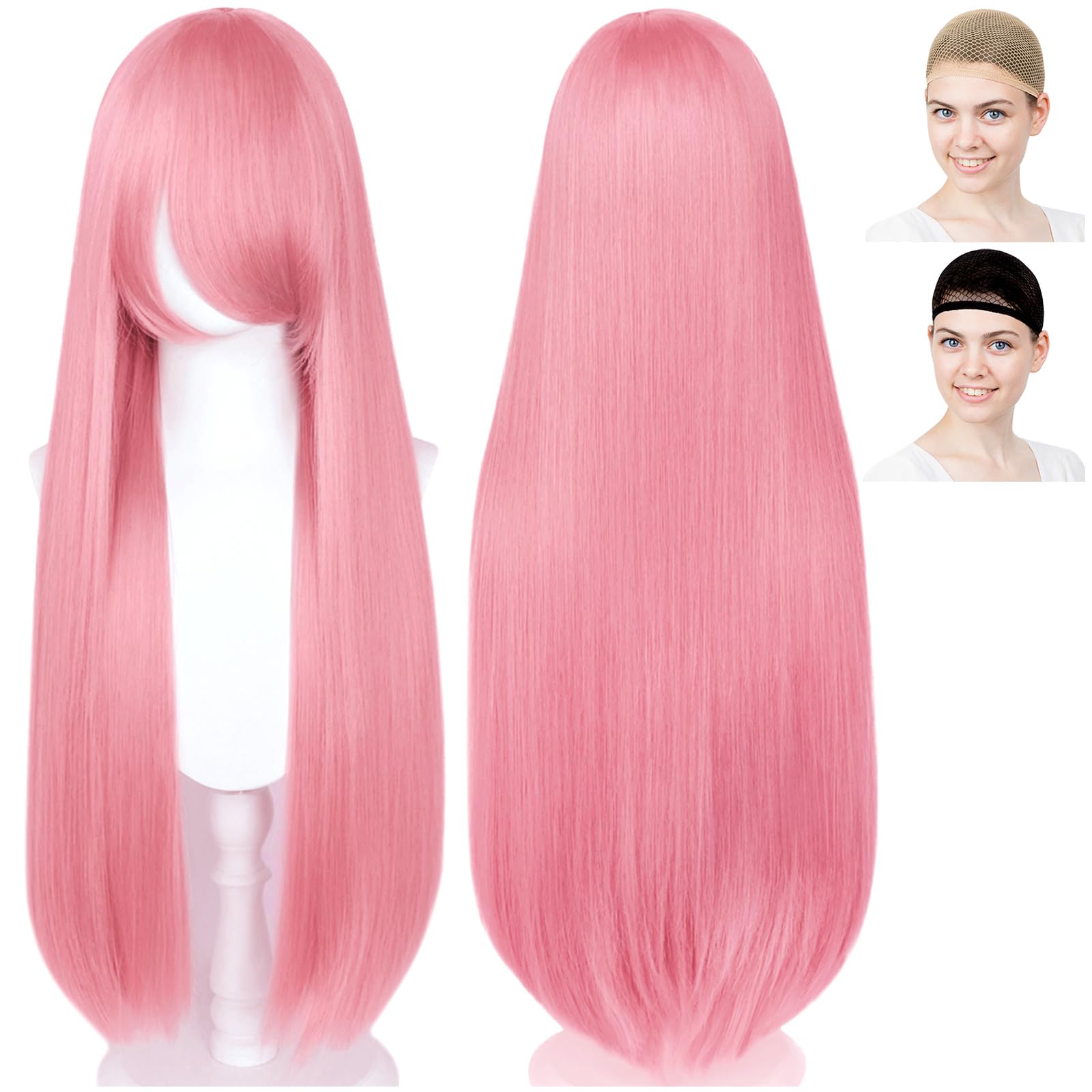 

CaseEden Косплей-парик, Премиум, Гладкий, Длинный, 80 см, Розовый, Темно-розовый, 6148