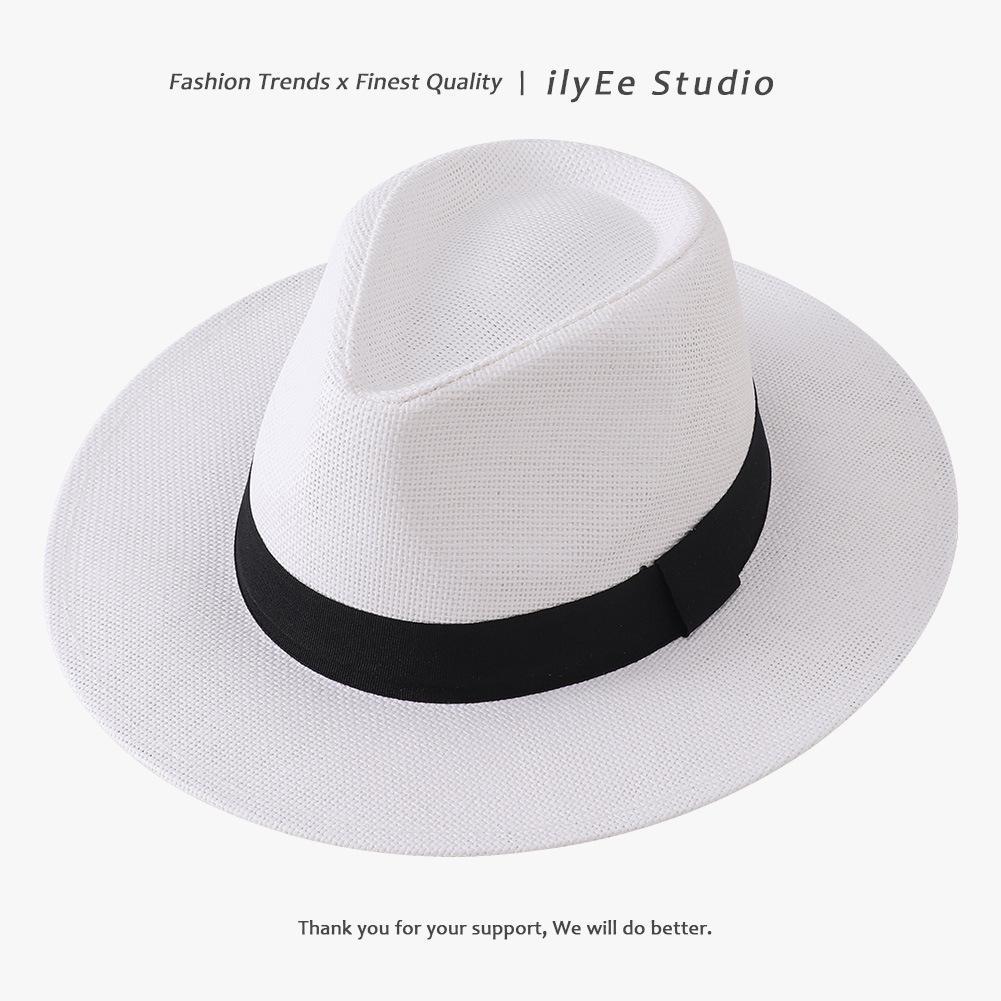 Men's and Women's Summer Straw Fedora - Sunshade Panama Beach Hat with Sunscreen Protection