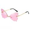 Gafas de Sol Vintage sin Montura Forma de Mariposa Streetwear Mujer Lujo Divertido Rosa Gafas de Sol Tonos UV400 2026 Marca Diseñador SG031