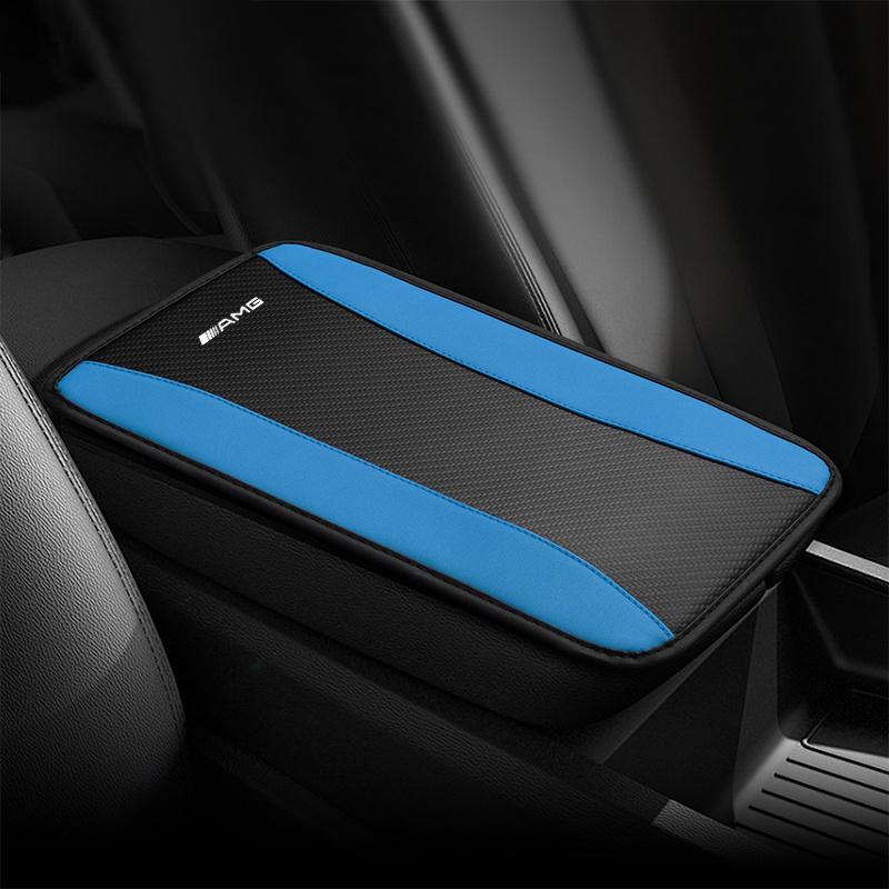 High-end Leather Car Armrest Pad Cover Auto Seat Armrests Storage Protection Cushion For Mercedes Benz AMG A C GLC GLE CLA Class BV4