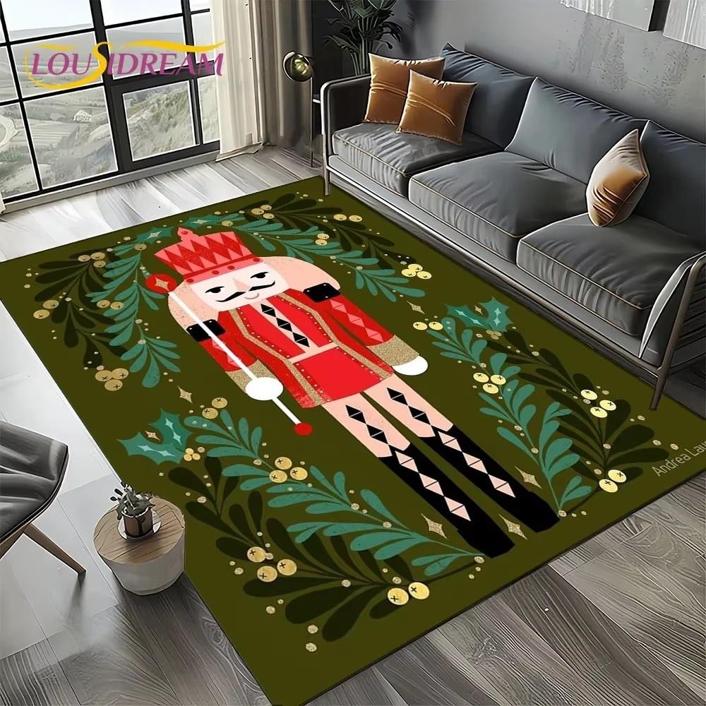 Cartoon Christmas Tree New Year Nutcracker Fairy Tales Carpet Rug for Living Room Bedroom Home Sofa Decoration,Kids Floor Mat
