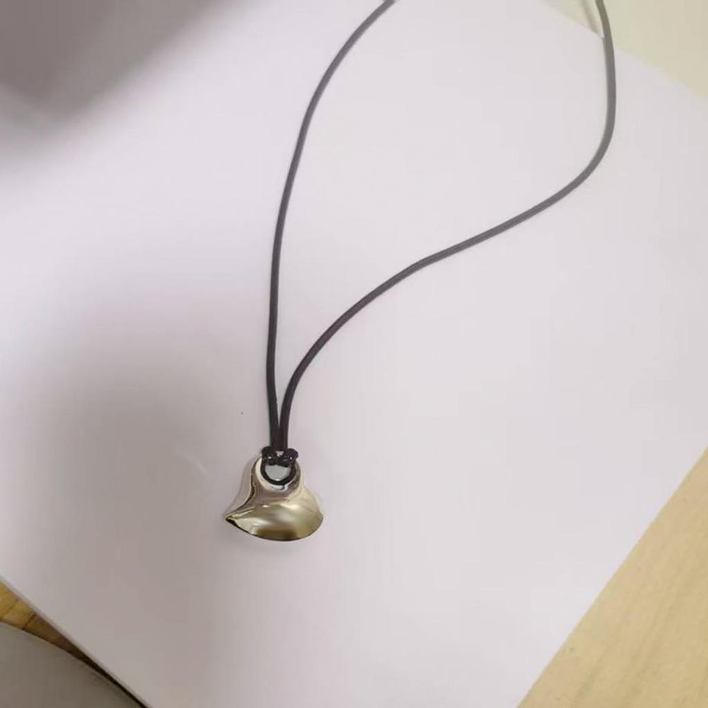 Geometric Silver Black Rope Sweater Chain Necklace for Women, Korean-Style, Long and Versatile