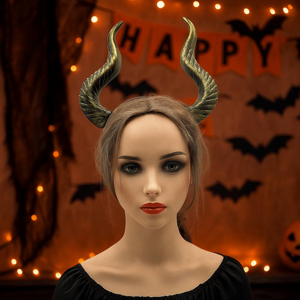 Ox Horn Halloween Horns Headband Dark Series Halloween Hair Hoop Personality Cosplay Hairband  Men