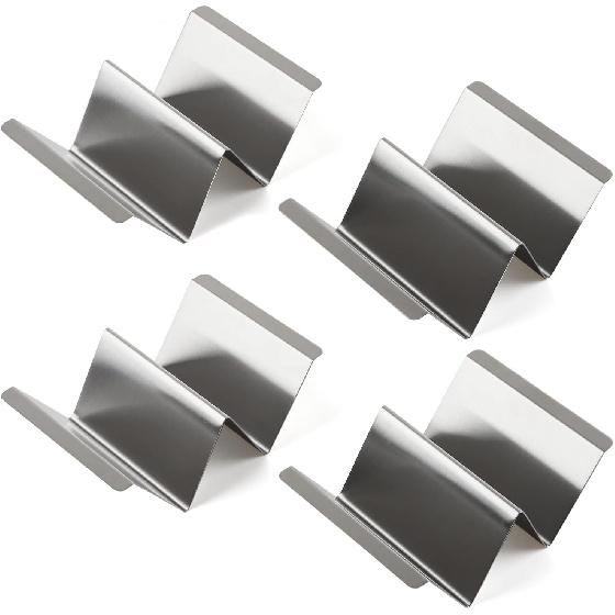 zeeooil Taco Holder Set of 4 Packs Stainless Steel Taco Holders Stand Taco Tray Shell Holders - Each Rack Holds Up to 2 Tacos - Oven, Grill &