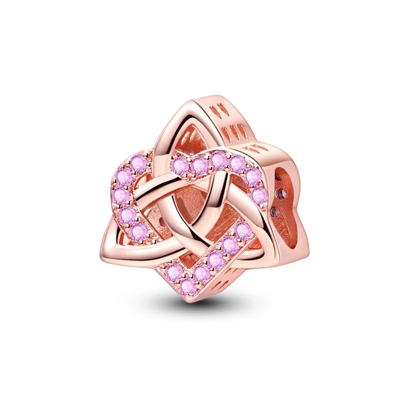 Copper Charms Original Design Blue Eyes Zircon Cat Dog Bead Heart Charm Diy Fit Bracelet For Women Wedding Jewelry Gift