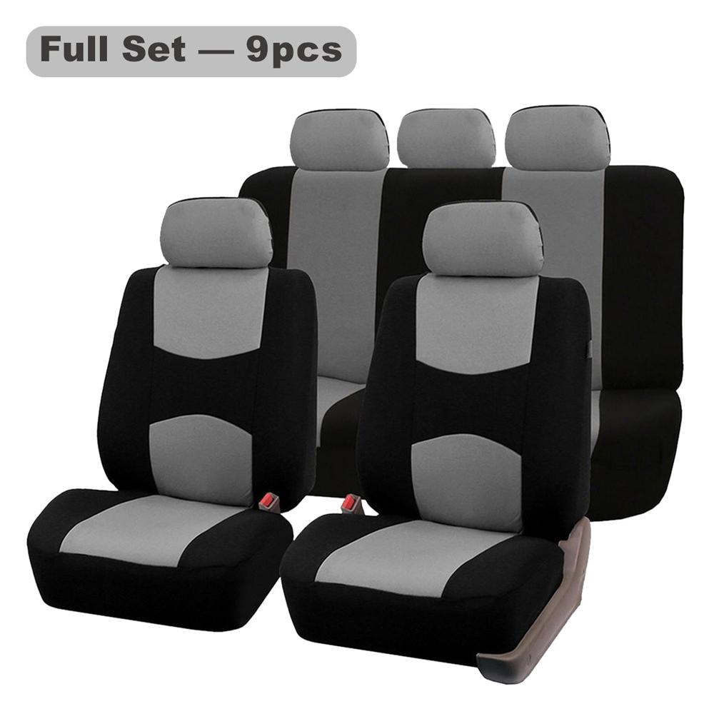 Car Seat Covers Full Set Front Split Rear Bench For Car Universal Cloth SUV Sedan Van Automotive Interior Seat Protector Covers