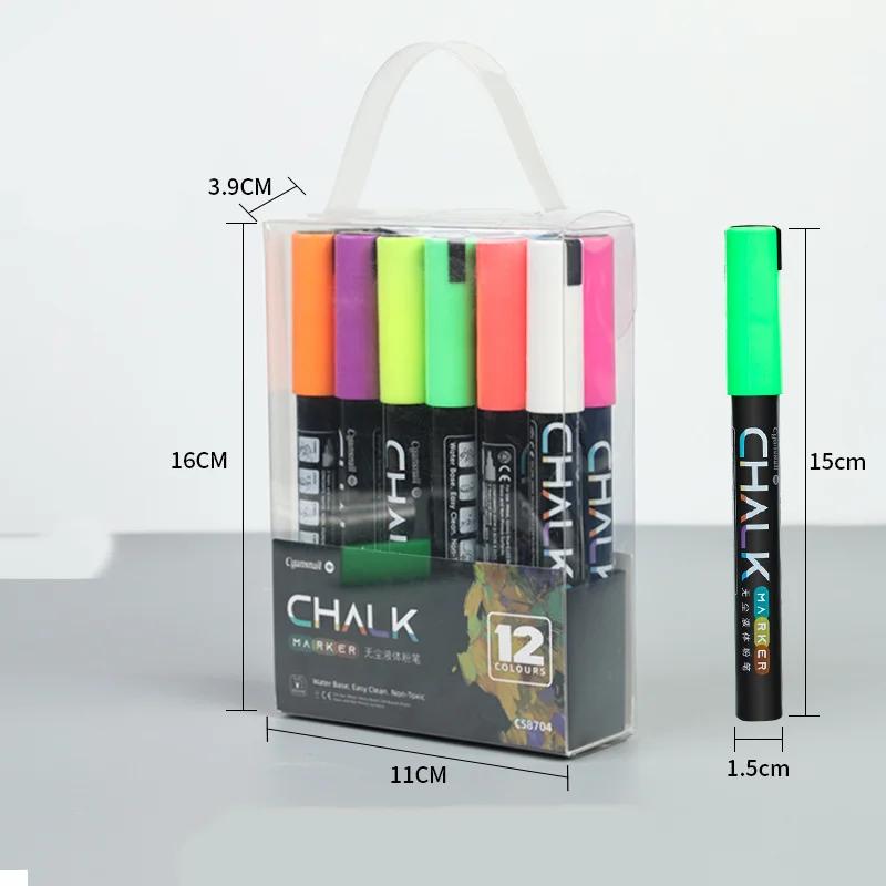 

12-48 Colors Liquid Chalk Marker Pens Erasable Multi Colored Highlighters LED Writing Board Glass Window Art Marker Pens 3MM