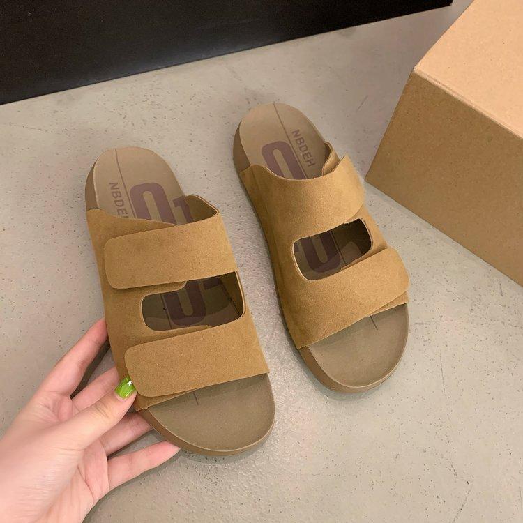 

[Ushilai] Soft-soled retro thick-soled slippers for women in the summer of 2025, new fashionable outer wear, high-end sandals 40 верблюд