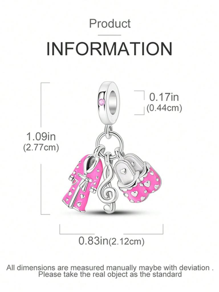 Charms Plata Pink Clothes Scissors Beads Copper Plated Fit Charms Copperoriginal Bracelet For Jewelry Making Diy Charm