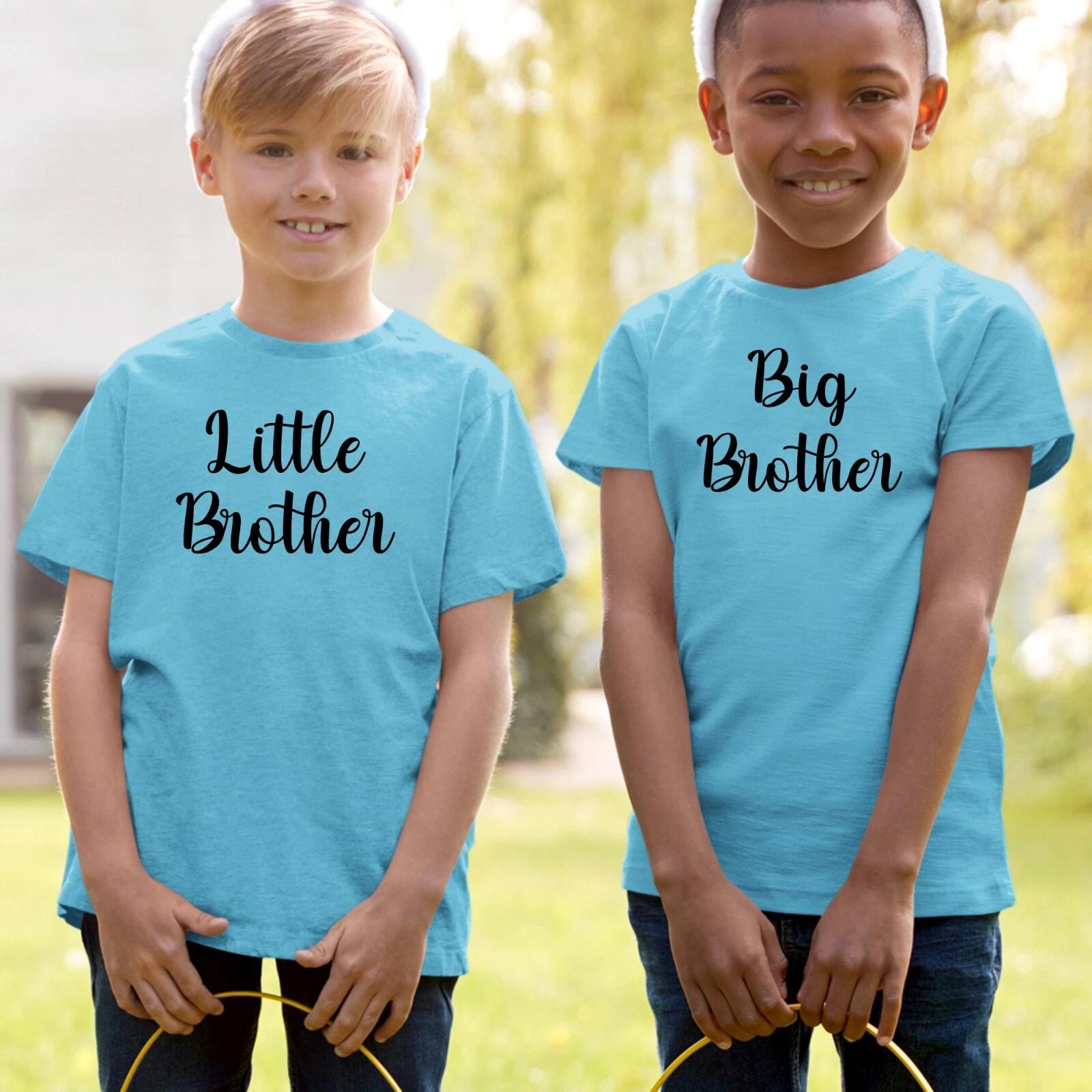 Big Brother Little Brother Boys Matching T-Shirt Printed Funny Siblings Tee Tops 4XL