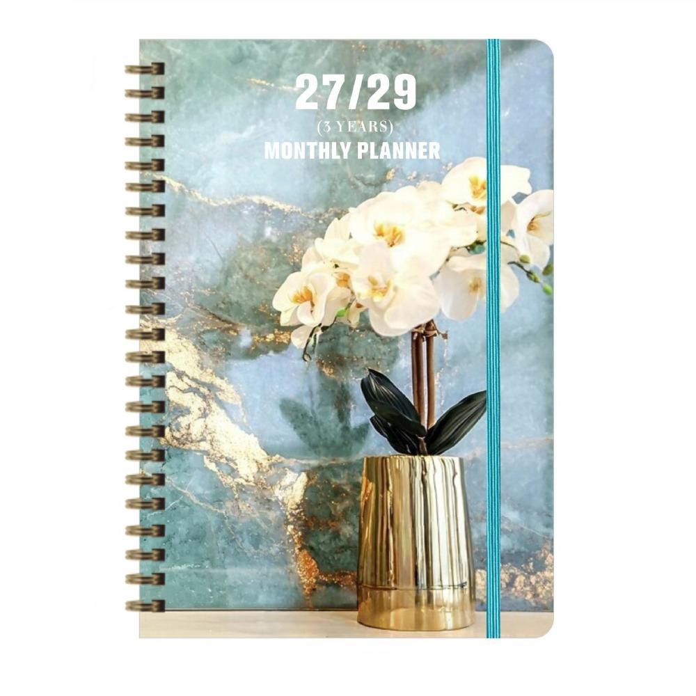 Flower Theme Cover 3-Year Plan Book Spiral Bound Multi-Year Agenda Notepad  School Supplies