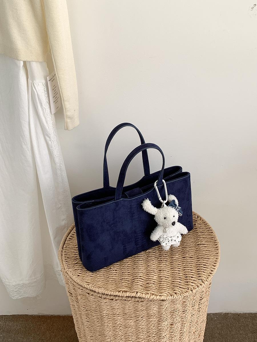

New handbag bag autumn and winter women s simple suede commuter tote bag high-end large-capacity suede bag синій