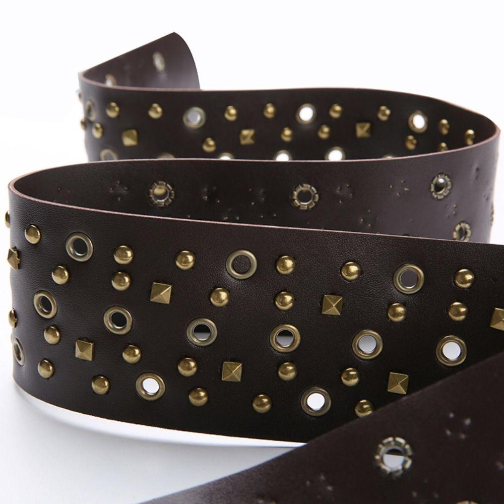 Cintura Larga a Vita Y2K Abito Pantalone Chic Cinture Punk Rock Cintura con Borchie