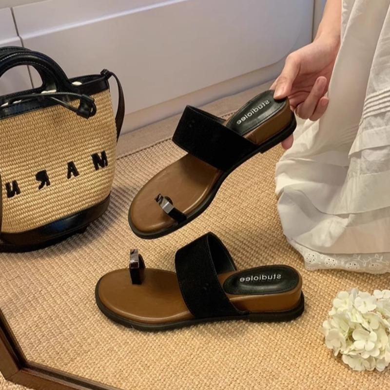 Fashion 2025 New High Quality Summer Metal Clip Toe Women Slippers Fashion Wedges Heel Dress Shoes Ladies Outdoor Concise Sandals