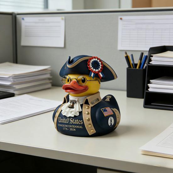 American Independence 250th Anniversary Duck Figurine Patriotic Resin Veteran Duck Statue for 4th of July Independence Day Celebration