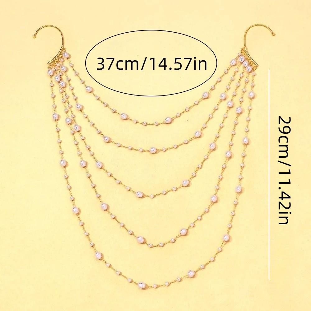 Elegant Imitation Pearl Chains Ear Cuffs Jewelry Ear Bone Clips  Bridal Accessories