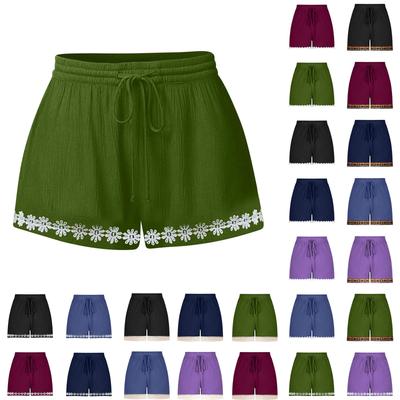 Shorts für Damen, einfarbig, lässig, modisch. Weiche Shorts aus Baumwolle und Leinen mit elastischem Bund